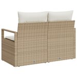 Sofa de jardin 2 places vidaXL avec rangement et coussins en poly rotin beige
