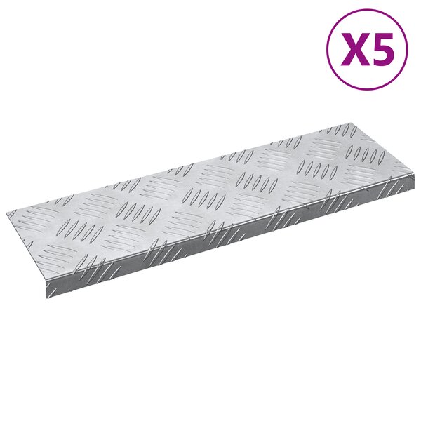 vidaXL Marches d'escalier en aluminium 5 pièces antidérapantes 60x18 cm