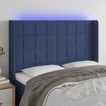vidaXL Tête de lit à LED Bleu 147x16x118/128 cm Tissu