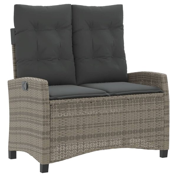 vidaXL Banc inclinable de jardin avec coussins gris résine tressée