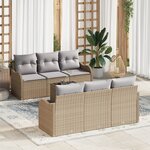vidaXL Ensemble 7 pièces de canapé jardin avec coussins en poly rotin beige