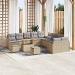 Ensemble de Canapés de Jardin vidaXL 13 pièces avec Coussins Beige Rattan Acacia