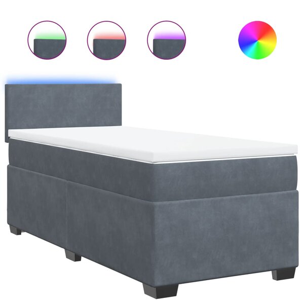 vidaXL Sommier à lattes de lit et matelas Gris foncé 80x200 cm Velours