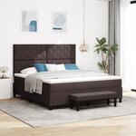 vidaXL Lit à ressorts avec matelas et banc marron foncé 180x200 cm en tissu