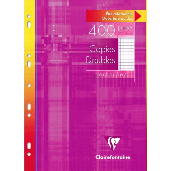 400 pages de copies doubles 5x5 A4 (210 x 297 mm) Blanc 90g/m² (paquet 200 unités)