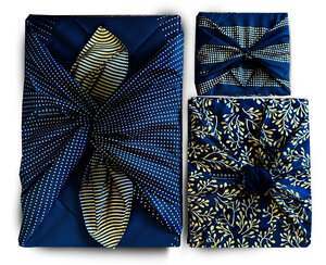 Lot de 3 Emballage Papier Cadeau Réutilisable Coton Recyclé Tissu Furoshiki Ecologique Pack Famille Extraordinaire