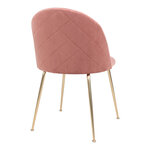 2 chaises de salle à manger en velours rose avec pieds en laiton