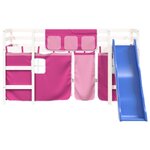 vidaXL Lit mezzanine enfants et rideaux rose 90x200cm bois pin massif