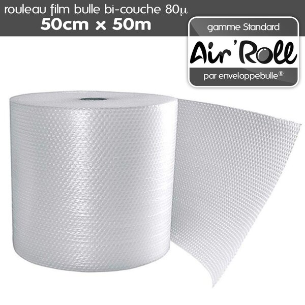 Lot de 6  rouleaux de film bulle d'air largeur 50 cm x longueur 50 mètres - gamme air'roll standard