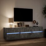 vidaXL Meuble TV mural avec LED gris béton 180x31x45 cm