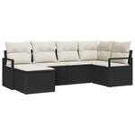 vidaXL Ensemble de Canapé de Jardin de 6 Pièces avec Coussins en Rattan Poly Noir