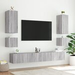 vidaXL Meuble TV mural avec lumières LED sonoma gris 40 5x35x40 cm