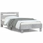 vidaXL Cadre de lit sans matelas avec tête de lit gris béton 100x200cm