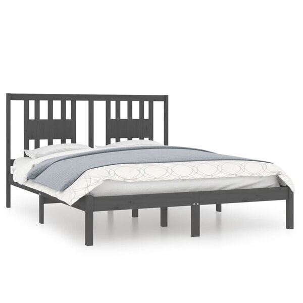 vidaXL Cadre de lit sans matelas gris bois massif