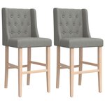 vidaXL Chaises de bar lot de 2 bois massif d'hévéa et tissu