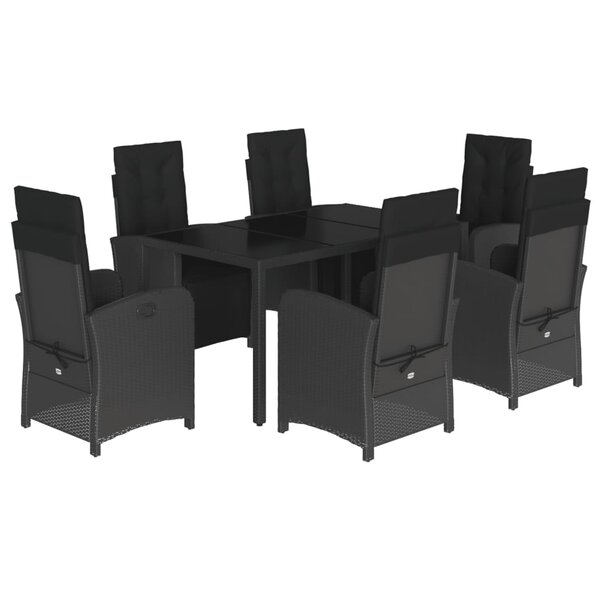 vidaXL Ensemble à manger de jardin coussins 7Pièces Noir Résine tressée