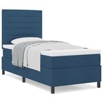 vidaXL Lit à Ressorts avec Matelas Bleu Simple en Tissu