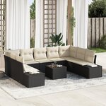 vidaXL Ensemble de canapé de jardin 9 pièces avec coussins poly rattan marron