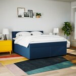 vidaXL Sommier à lattes de lit avec matelas Bleu 180x200 cm Tissu