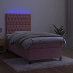 vidaXL Sommier à lattes de lit matelas et LED Rose 90x200 cm Velours