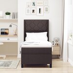 Lit Box Spring vidaXL avec Matelas & LED Marron Foncé 90x190 cm en Tissu