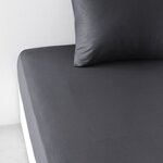 Drap housse - 90 x 190 cm uni - Fusain