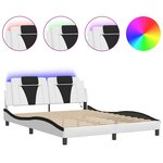 vidaXL Cadre de lit avec LED sans matelas blanc et noir 160x200 cm