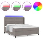 Lit Box Spring vidaXL avec Matelas & LED Taupe 180x200 cm Tissu