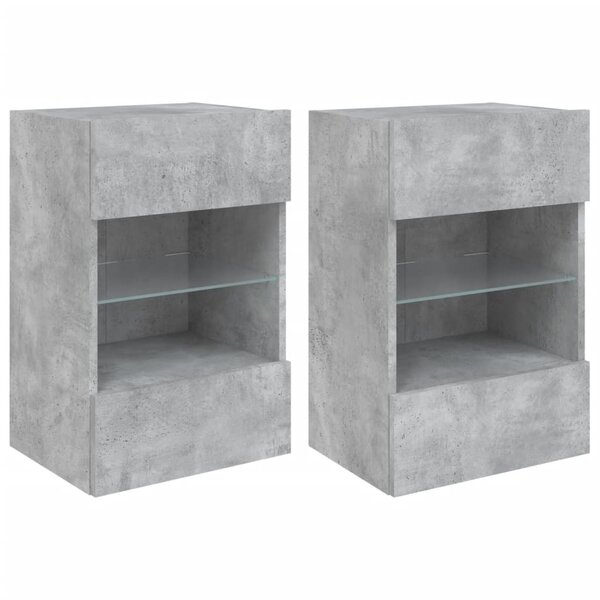 vidaXL Meubles TV muraux et lumières LED 2Pièces gris béton 40x30x60 5 cm