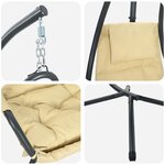 vidaXL Chaise Suspendue avec Support et Coussin Beige Acier