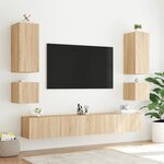 vidaXL Meuble TV mural avec lumières LED chêne sonoma 100x35x31 cm