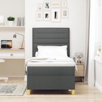 vidaXL Lit à ressort avec matelas gris foncé 100x200 cm en tissu