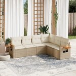 vidaXL Salon de jardin avec coussins 6 Pièces beige résine tressée