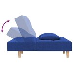 vidaXL Canapé-lit à 2 places avec deux oreillers bleu tissu