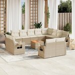 vidaXL Salon de jardin avec coussins 13 Pièces beige résine tressée