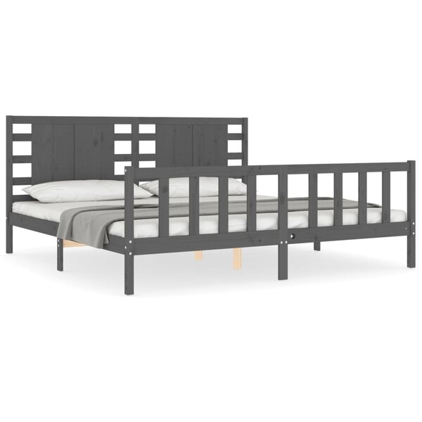 vidaXL Cadre de lit sans matelas gris 200x200 cm bois massif de pin