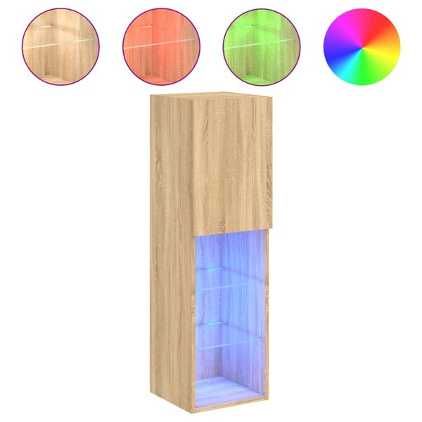 vidaXL Meuble TV avec lumières LED chêne sonoma 30 5x30x102 cm
