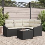 vidaXL Ensemble de Canapé de Jardin de 4 Pièces avec Coussins en Rotin Poly Brown