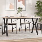 vidaXL Table à manger cadre en Y 160x80x75 cm bois de pin massif acier