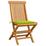 vidaXL Chaises de jardin avec coussins vert vif lot de 4 Bois de teck
