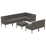 Salon de jardin meuble d'extérieur ensemble de mobilier 8 pièces avec coussins résine tressée gris 02_0017687