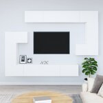 vidaXL Meuble TV mural Blanc Bois d'ingénierie