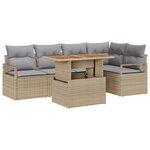 Canapé de Jardin 6 Pièces avec Coussins Beige Rattan