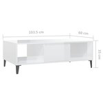 vidaXL Table basse blanc brillant 103 5x60x35 cm bois d'ingénierie