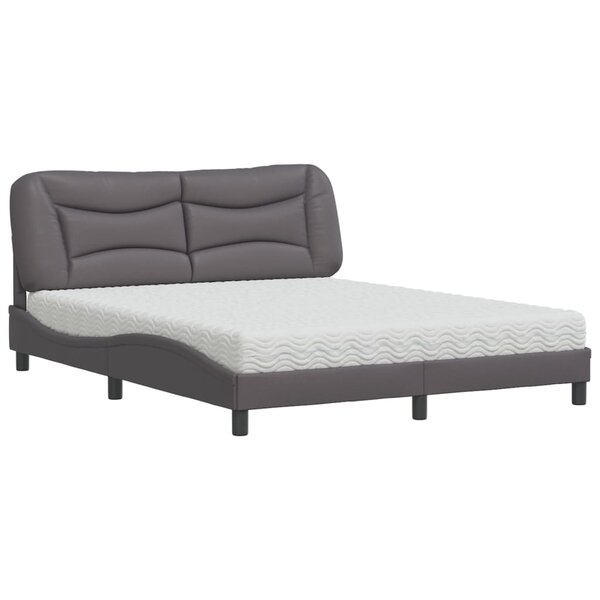 vidaXL Lit avec matelas gris 160x200 cm similicuir