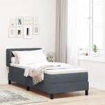 Lit à ressort avec matelas vidaXL Gris foncé 80x200 cm en velours