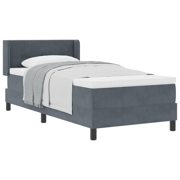 vidaXL Lit à Ressorts Ensachés Gris Foncé 100x200 cm Velours