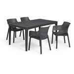 Table de jardin plateau latte - Dimensions : 160x90x74 cm - structure imitation rotin tressée - ALLIBERT BY KETER - 6 personnes - GI