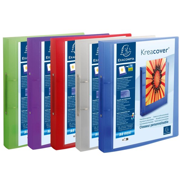 Classeur 2 Anneaux 30mm Polypropylène Chromaline 7/10e Krea Cover - A4 Maxi - Couleurs Assorties - X 15 - Exacompta