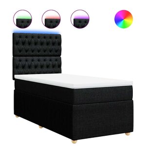 vidaXL Sommier à lattes de lit et matelas Noir 80x200 cm Tissu